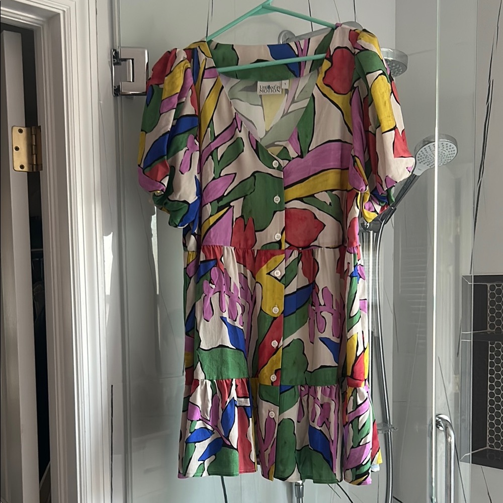 Colorful Floral Button-Up Dress